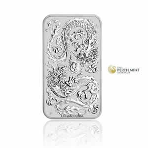 2020 Perth Mint Australia 1 oz Rectangular Silver Dragon Coin Bar