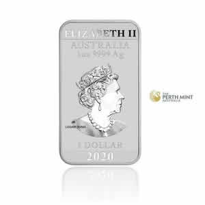 2020 Perth Mint Australia 1 oz Rectangular Silver Dragon Coin Bar