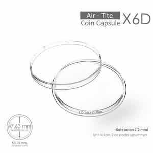 Kapsul Air-Tite Direct Fit X6D untuk 2 Oz Piedfort Coin Capsule (Airtite X6D 47.6)