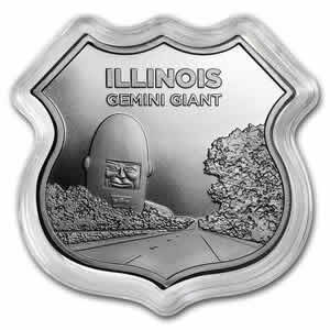 (PERDANA) Route 66 Illinois Gemini Giant 1 oz Silver Icon I