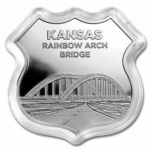 Route 66 Kansas Rainbow Arch Bridge 1 oz Silver Icon