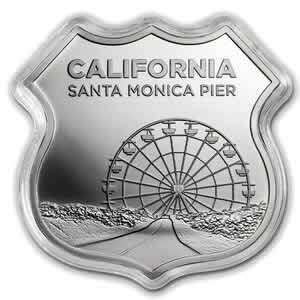 (FINALE) Route 66 California Santa Monica Pier 1 oz Silver Icon