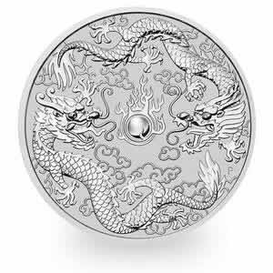 2019 Perth Mint Australia Double Dragon 1 oz Silver Coin