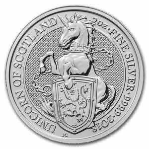 2018 Queen's Beasts Unicorn Of Scotland 2 Oz Silver Coin