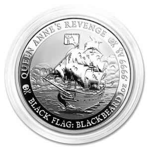 (PERDANA) 2019 Tuvalu Black Flag Series: Blackbeard Queen Anne's Revenge 1 Oz Silver Coin