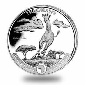 (PERDANA) 2019 Congo Wildlife Giraffe 1 Oz Silver Coin