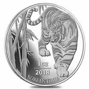 2018 South Korea KOMSCO Tiger 1 oz Silver Coin