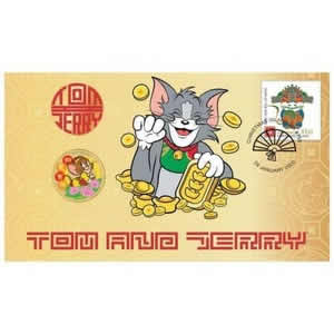 2020 Tuvalu "Tom & Jerry" $1 Coin & Stamp Collection