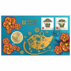 2020 Perth Mint Australia Lunar Year of the Mouse Coin & Stamp Collection