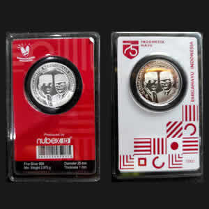 2020 Malaysia Seri "75 THN Dirgahayu Indonesia" 1 Dirham (2.975 gram) 2 Coin Set - Merah & Putih