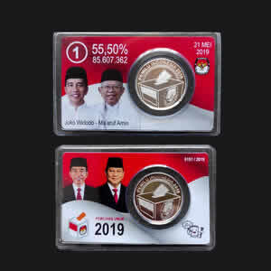 2019 Malaysia Seri "PEMILU INDONESIA" 1 Dirham (2.975 gram) 2 Coin Set