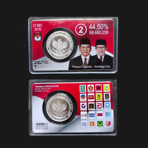 2019 Malaysia Seri "PEMILU INDONESIA" 1 Dirham (2.975 gram) 2 Coin Set