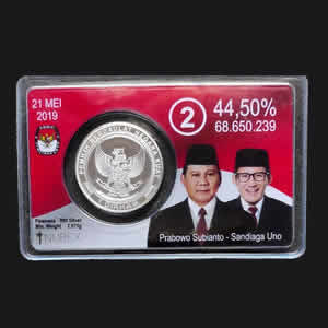 2019 Malaysia Seri "PEMILU INDONESIA" 1 Dirham (2.975 gram) Tipe I