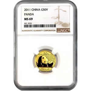 2011 Chinese Gold Panda 1/10 oz China Gold Coin NGC MS69