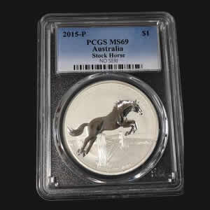 2015 Perth Mint Australia  Stock Horse 1 Oz Silver Coin - PCGS MS69