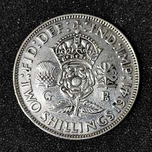 1941 United Kingdom 2 Shillings Silver Coin