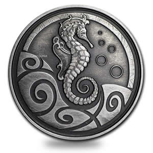 2019 Samoa Seahorse 1 oz Antique Silver Coin