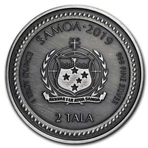 2019 Samoa Seahorse 1 oz Antique Silver Coin