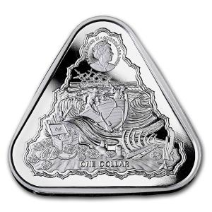 2020 Royal Australian Mint "Shipwreck Series - Vergulde Draeck (Gilt Dragon)" 1 oz Triangular Silver Coin