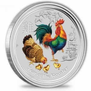 2017 Perth Mint Australia Lunar Rooster (Color Error) 1 oz Silver Coin