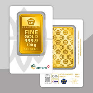 Emas ANTAM 100 gram Gold Bar - Certicard